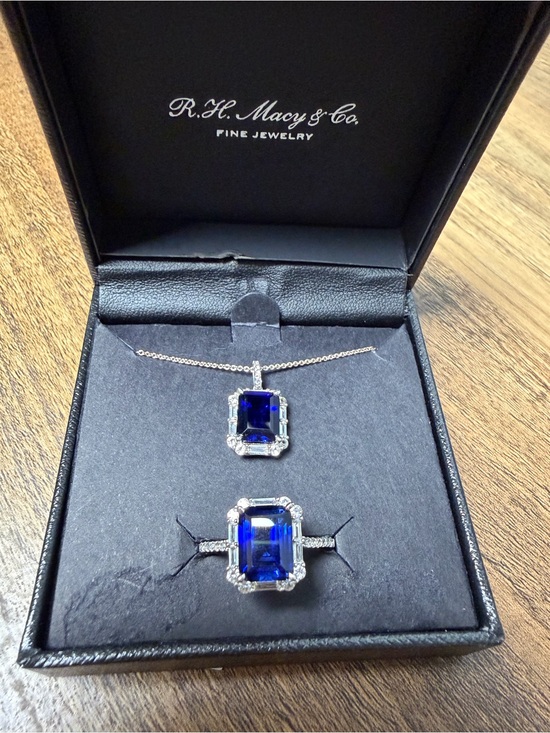 R.H. Macy & Co. Fine Jewelry Jewelry - R.H. Macy & Co. 2 Piece Set-Lab Grown Blue & White Sapphire Necklace & Ring